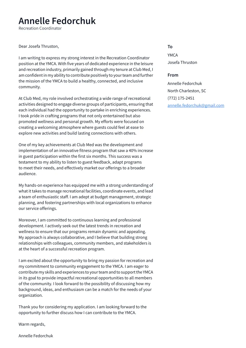 35486 recreation coordinator communication