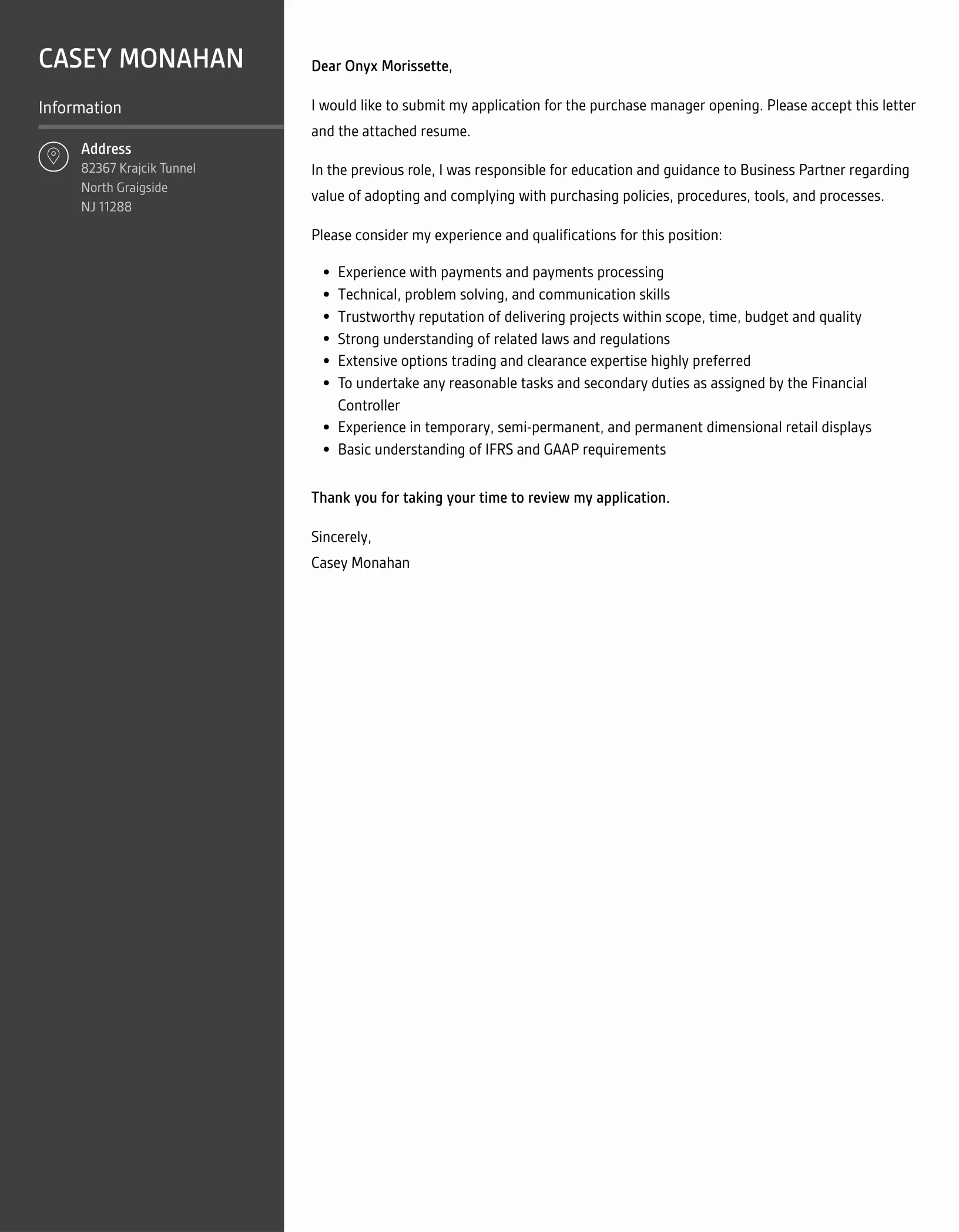 35510 proofreading cover letter