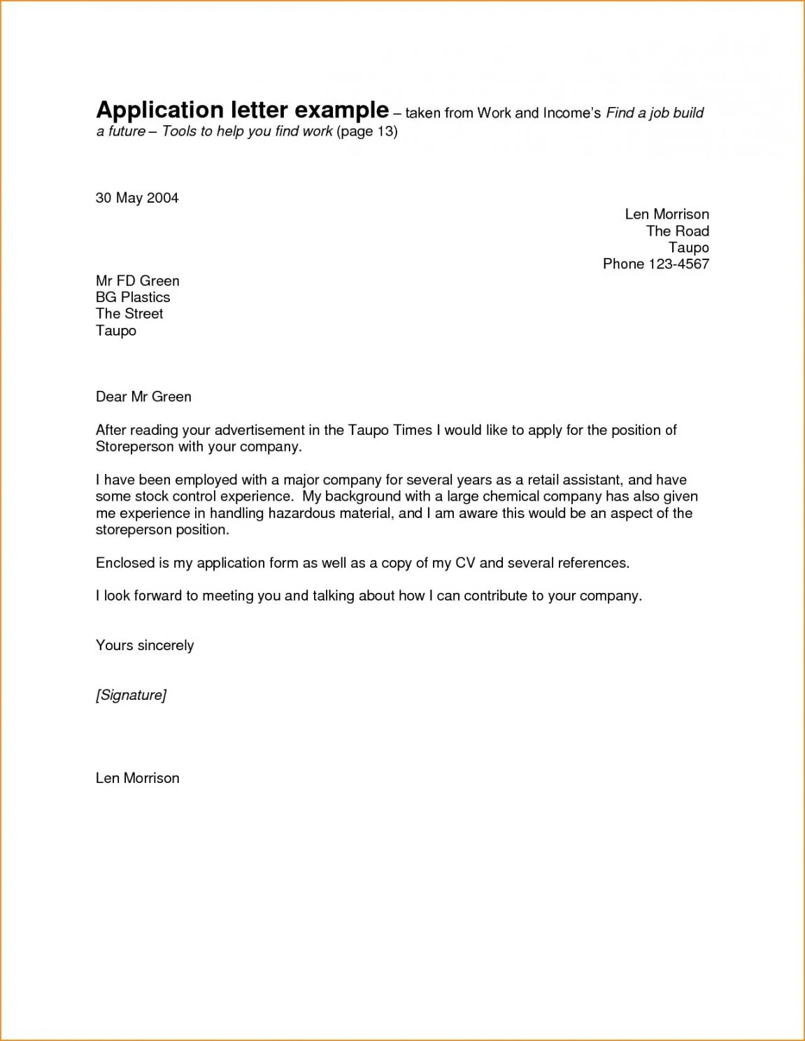35516 job email cover letter formatting