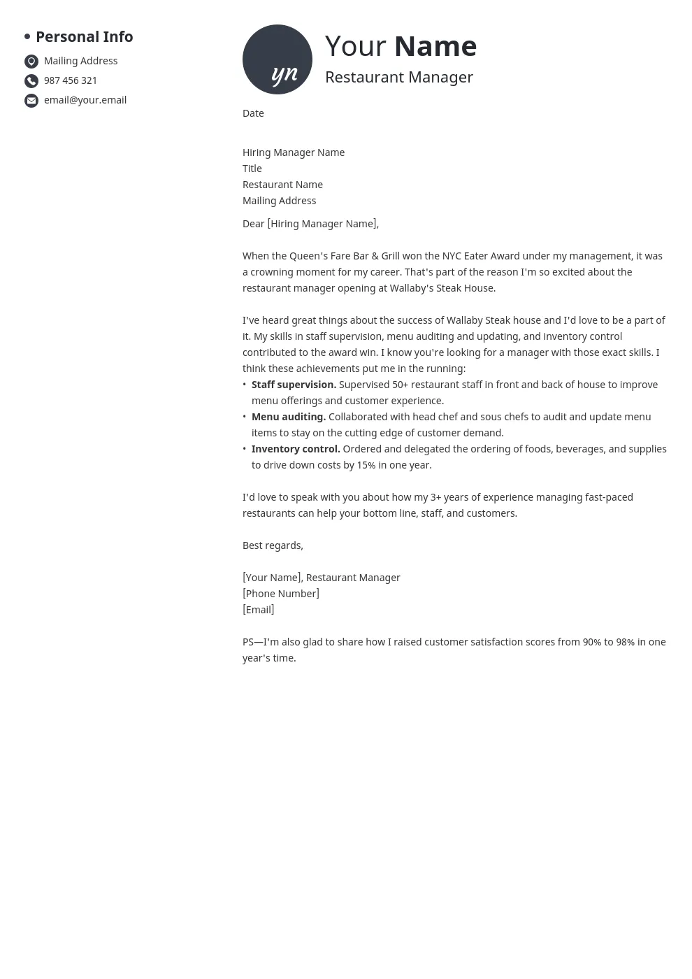 35540 manager cover letter