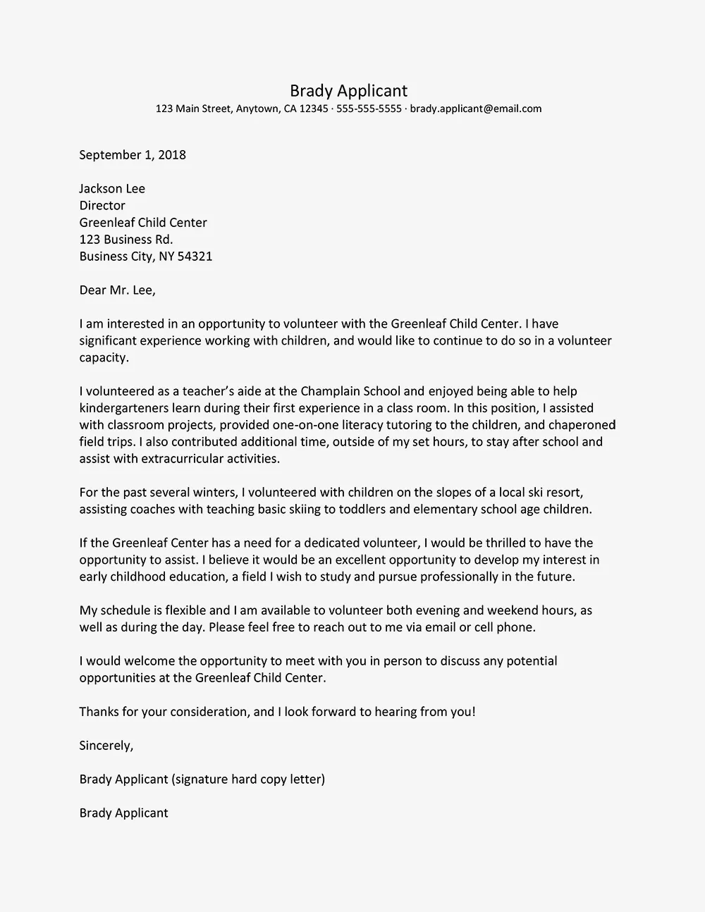 35541 volunteer cover letter writing
