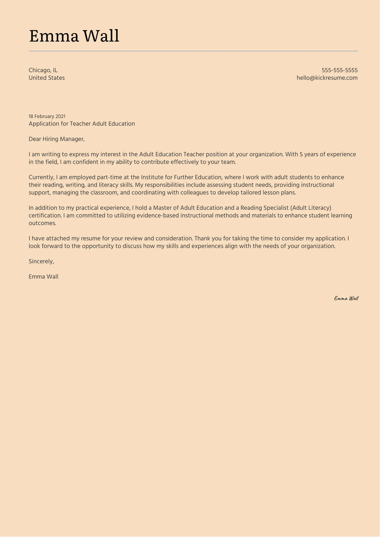 35543 professional cover letter