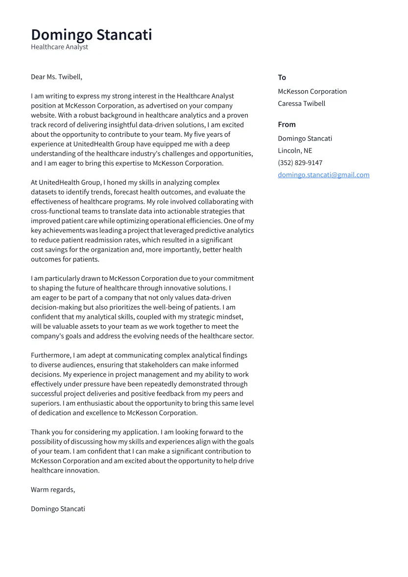 35553 healthcare analyst cover letter header