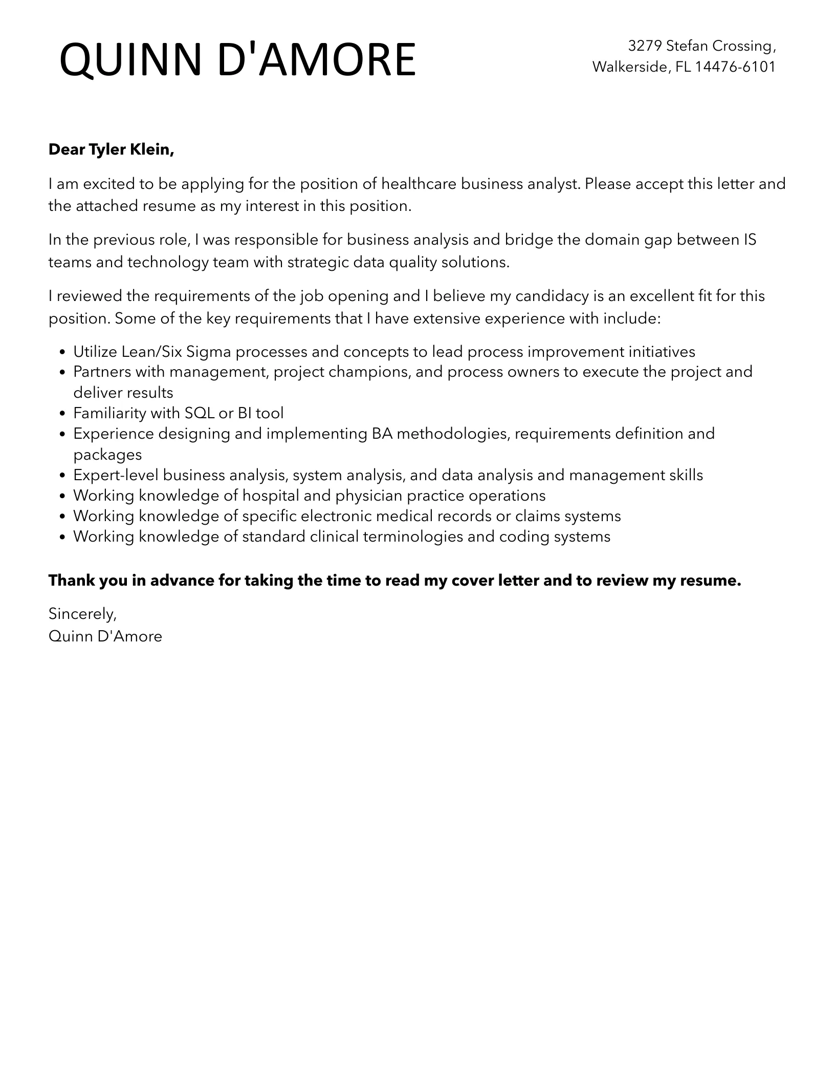 35553 healthcare analyst experience