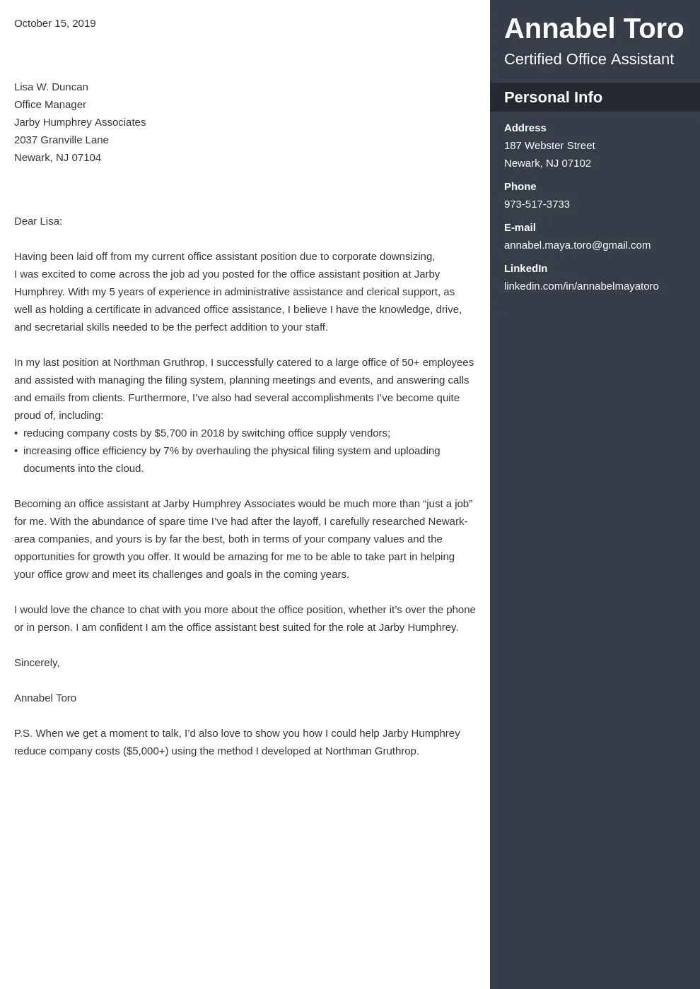 35576 cover letter experience