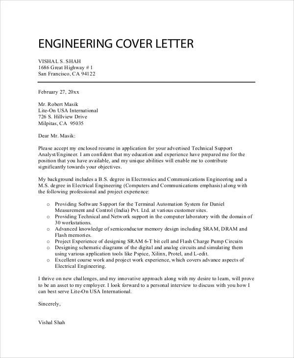 35583 entry level engineer cover letter