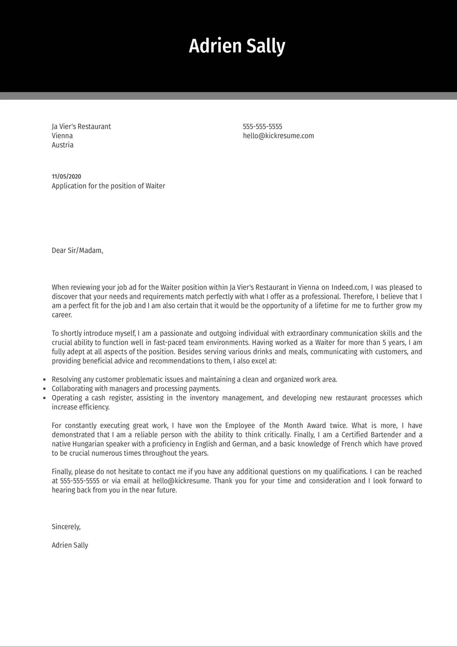 35586 server cover letter skills