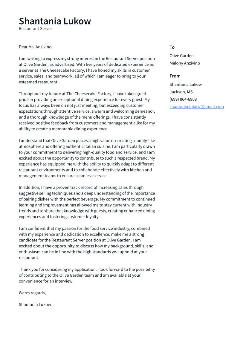 35586 server cover letter writing