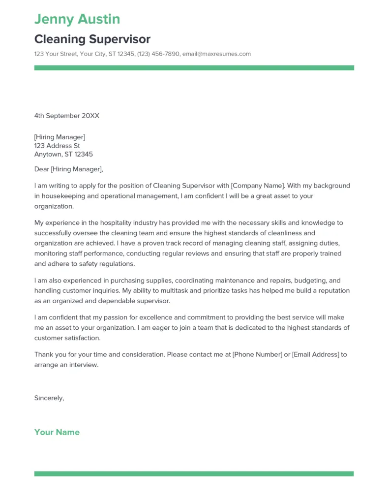 35590 cleaning job cover letter sample