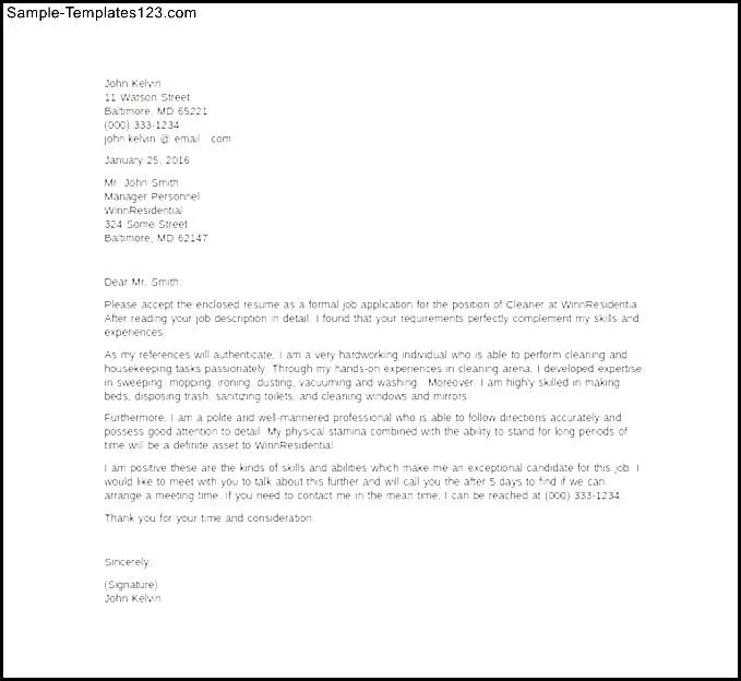 35590 cleaning job cover letter skills