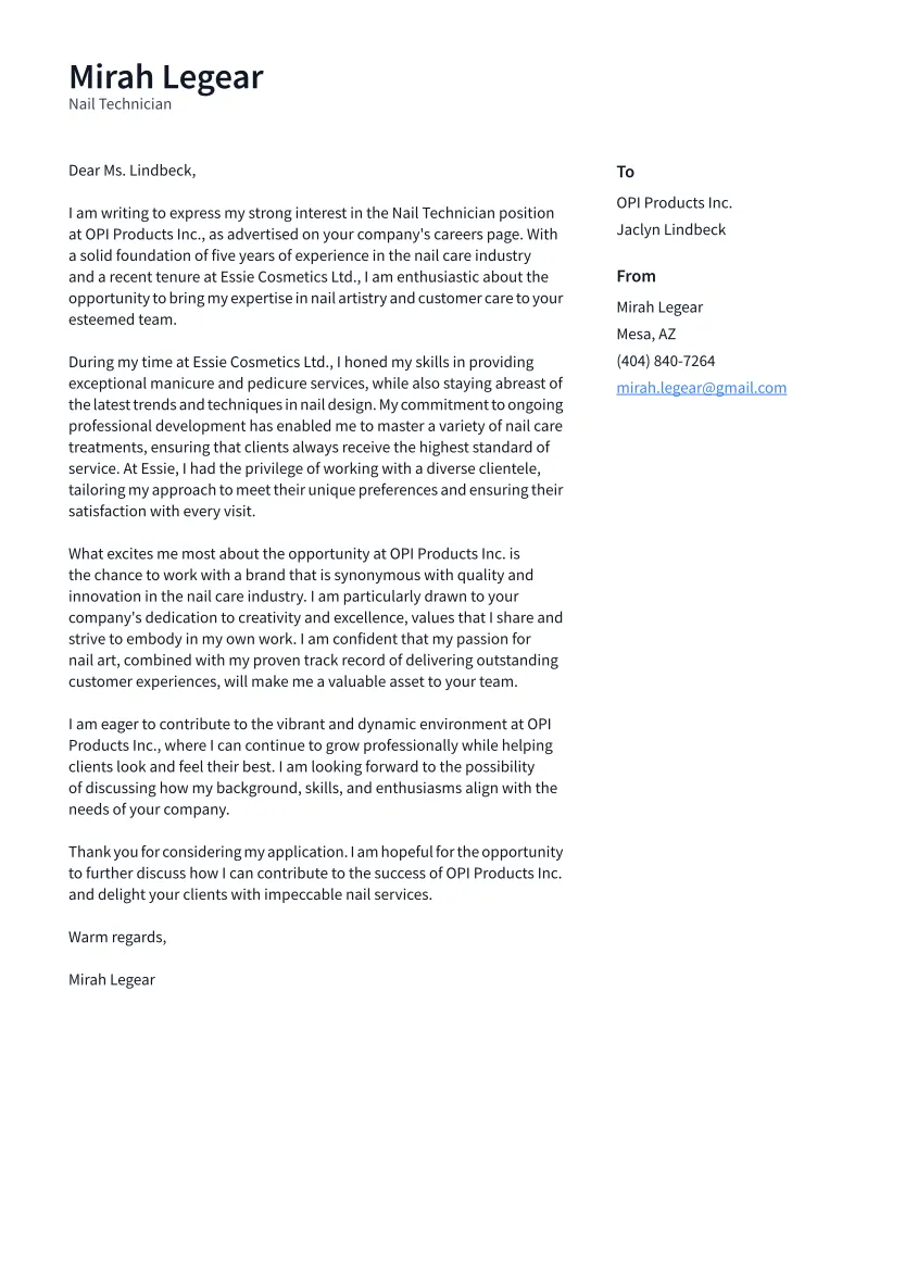 35594 nail tech cover letter sample