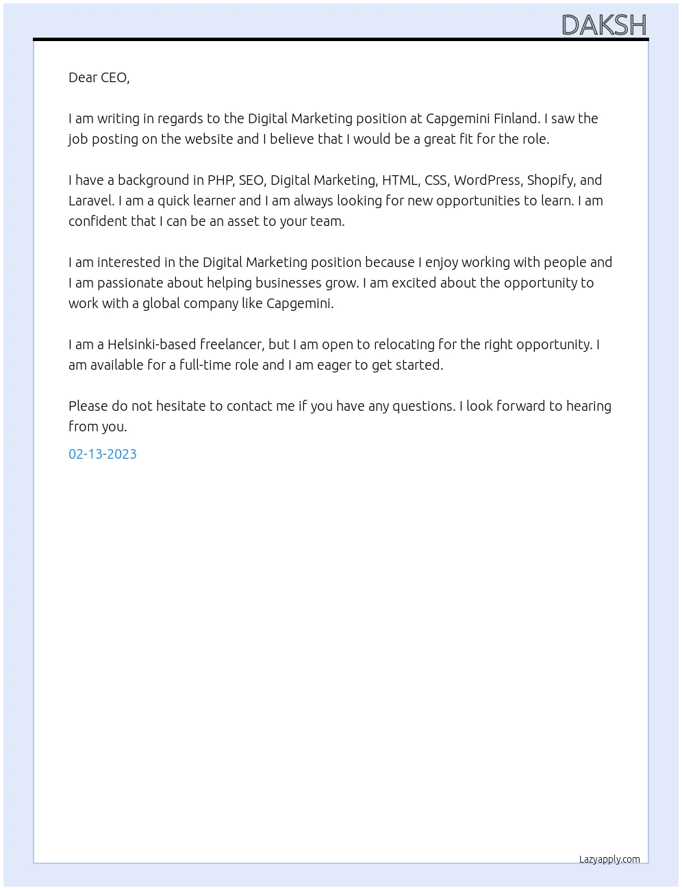 35618 email marketing cover letter