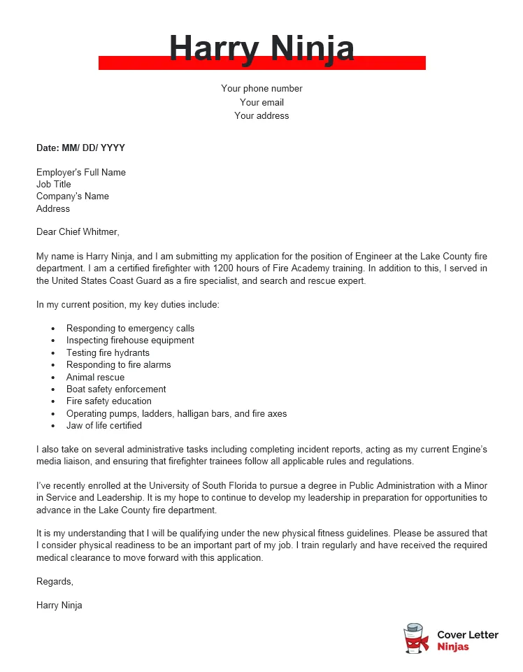35623 firefighter cover letter format