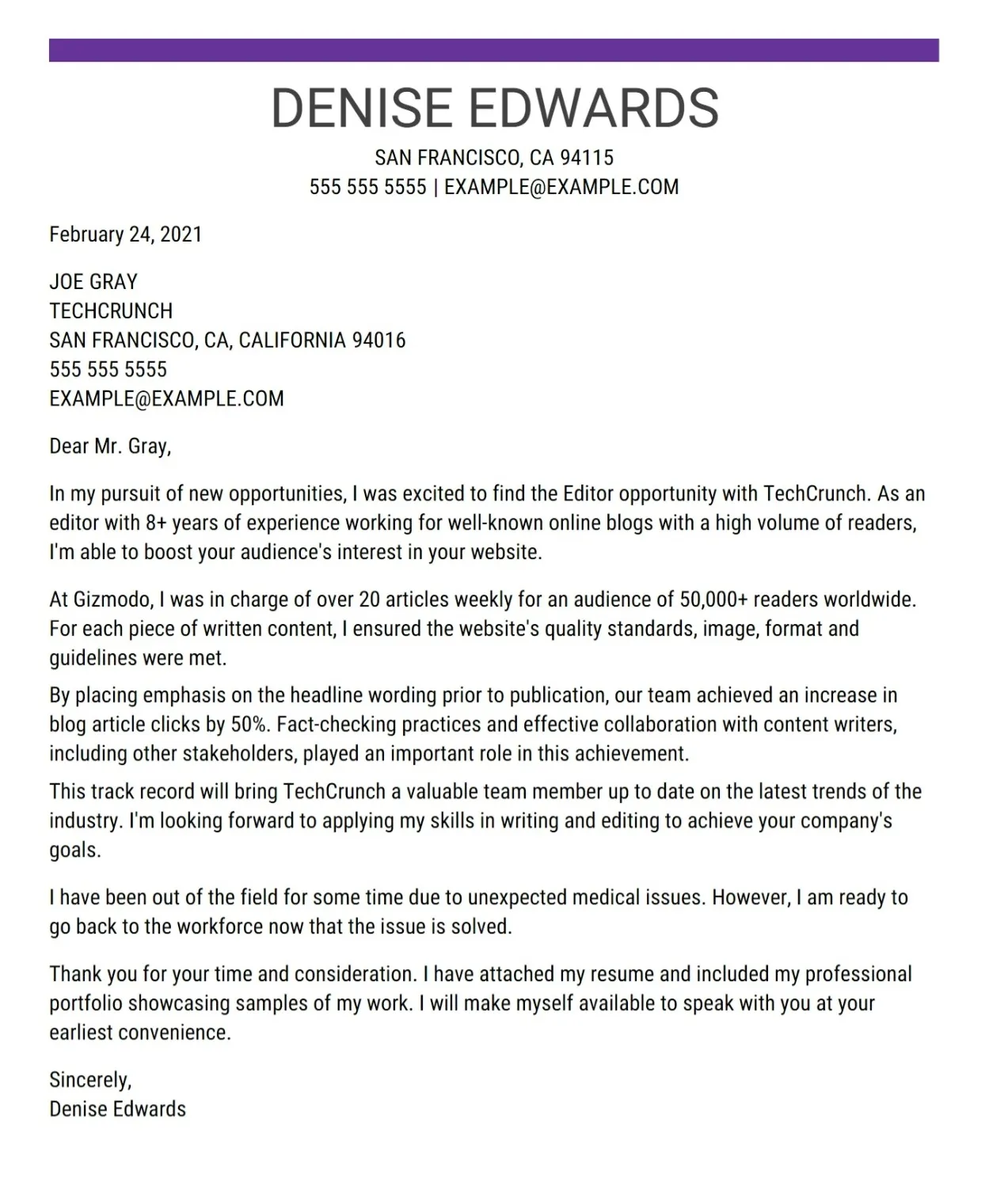 35649 demonstrating value cover letter