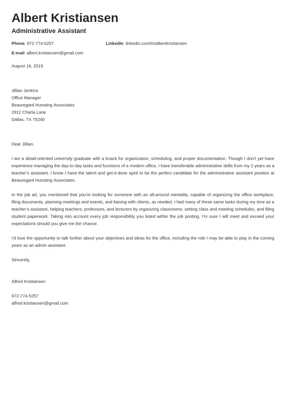 35658 cover letter admin assistant 6