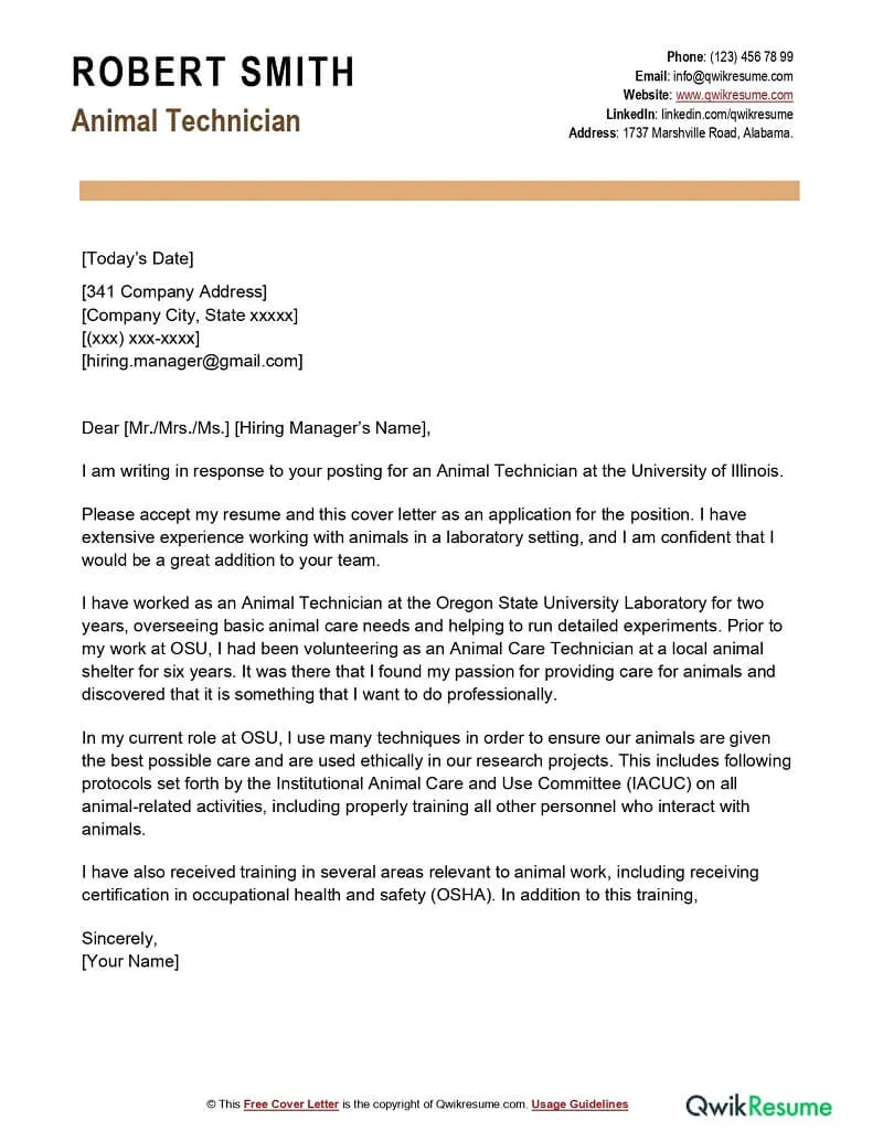 35685 vet tech cover letter tips