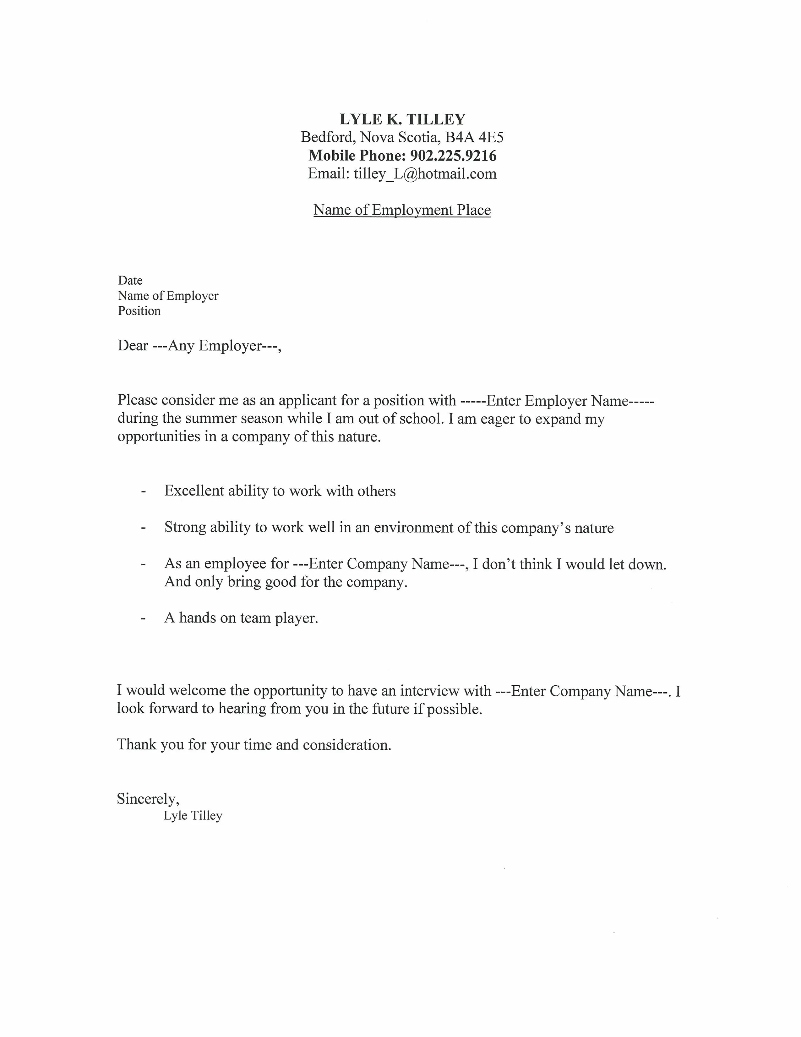 35692 cover letter purpose