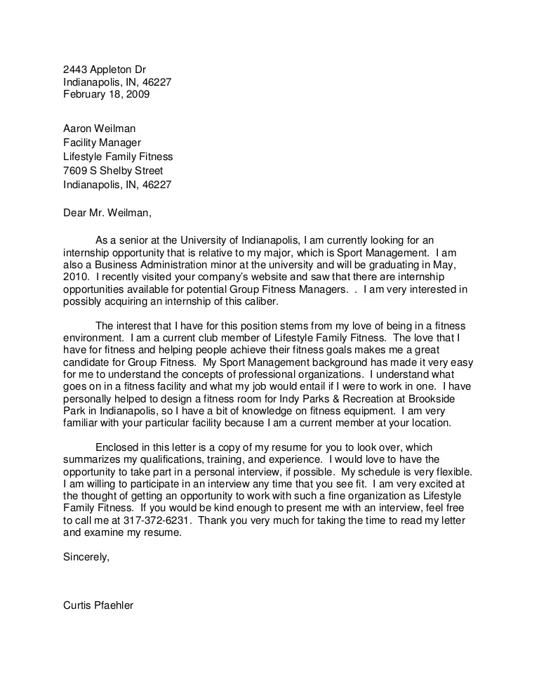 35693 sports management cover letter