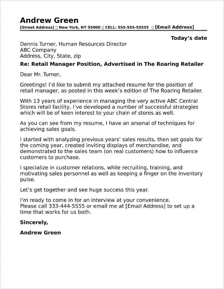 35701 retail manager sales