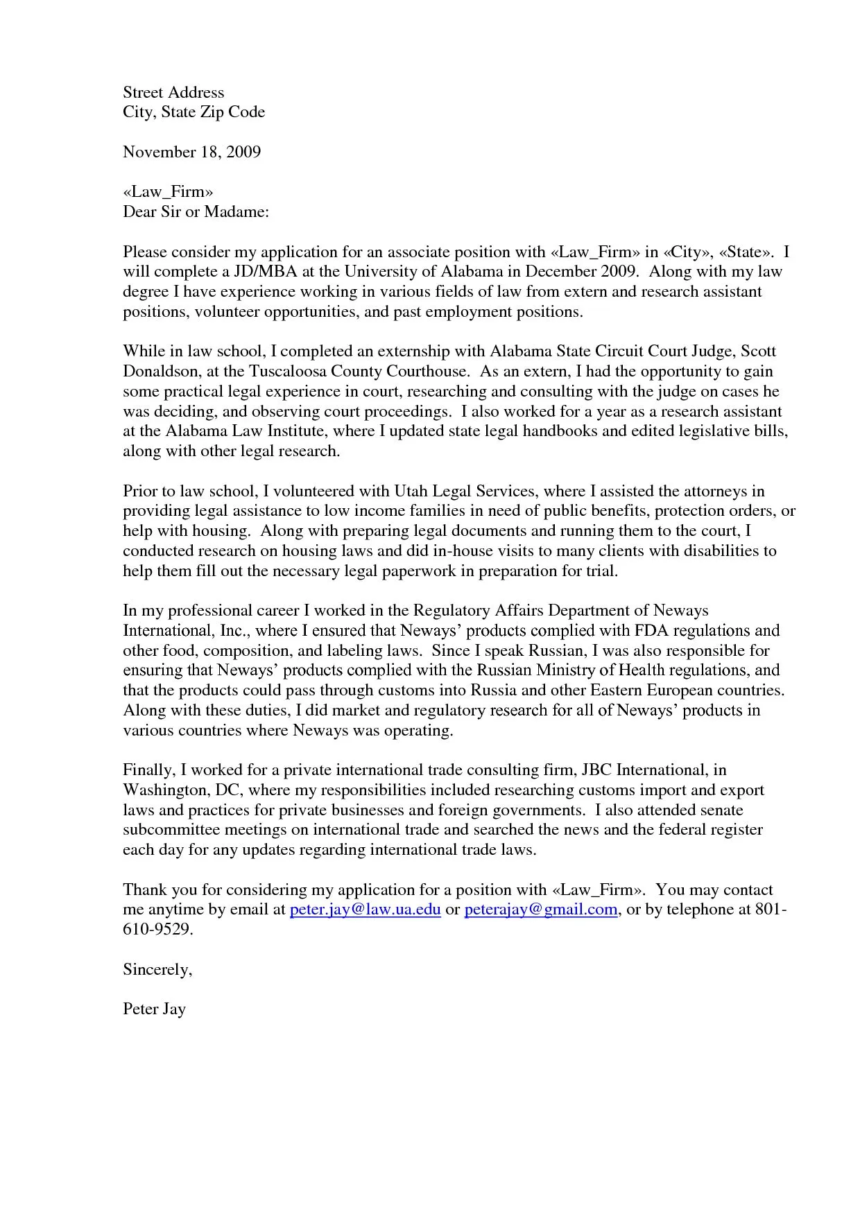 35703 law firm cover letter example