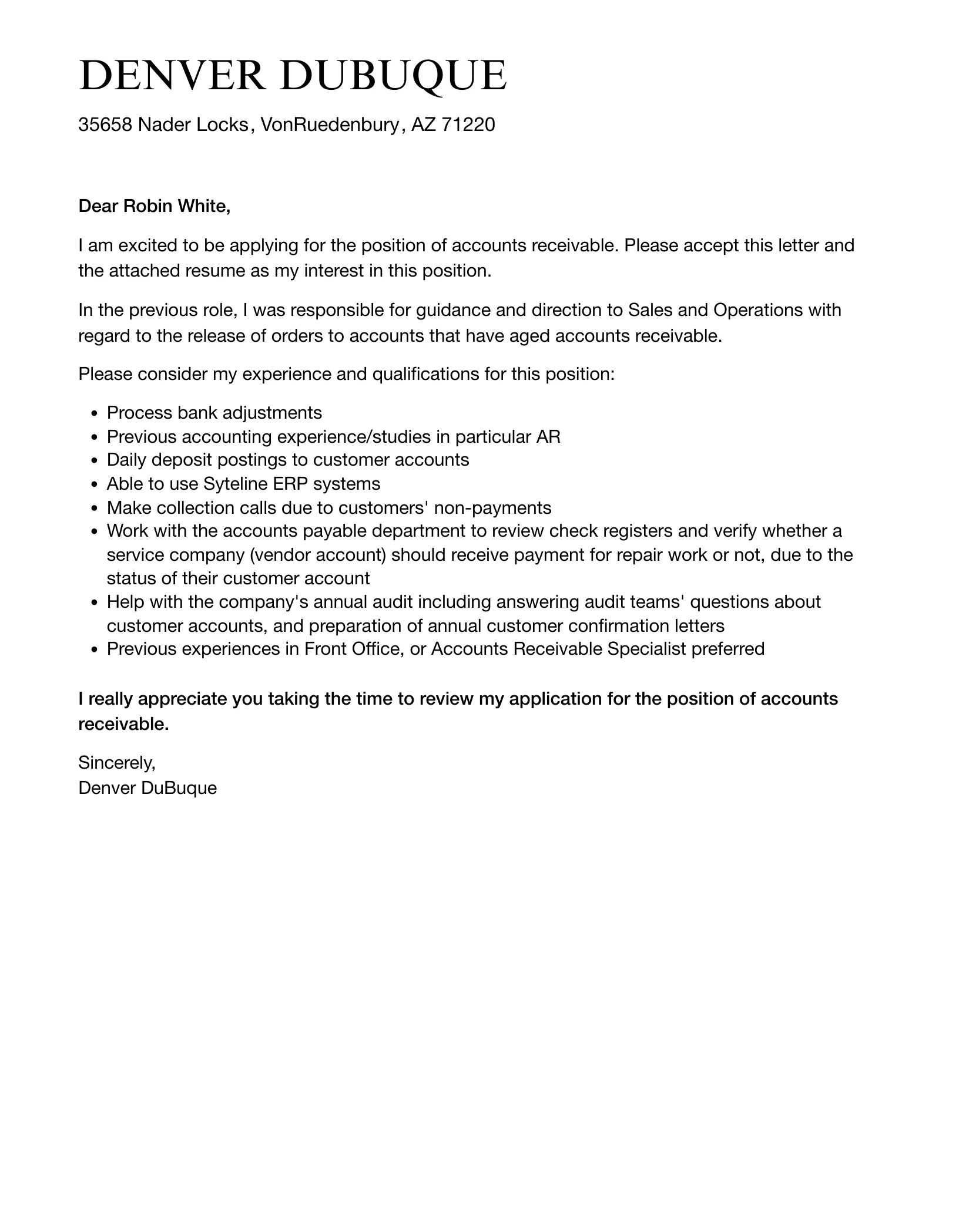 35712 accounts receivable technical skills