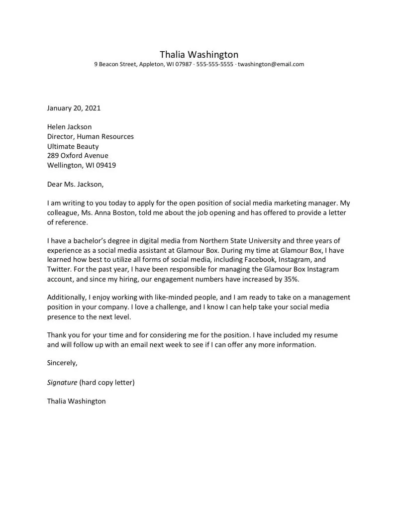 35713 cover letter formatting