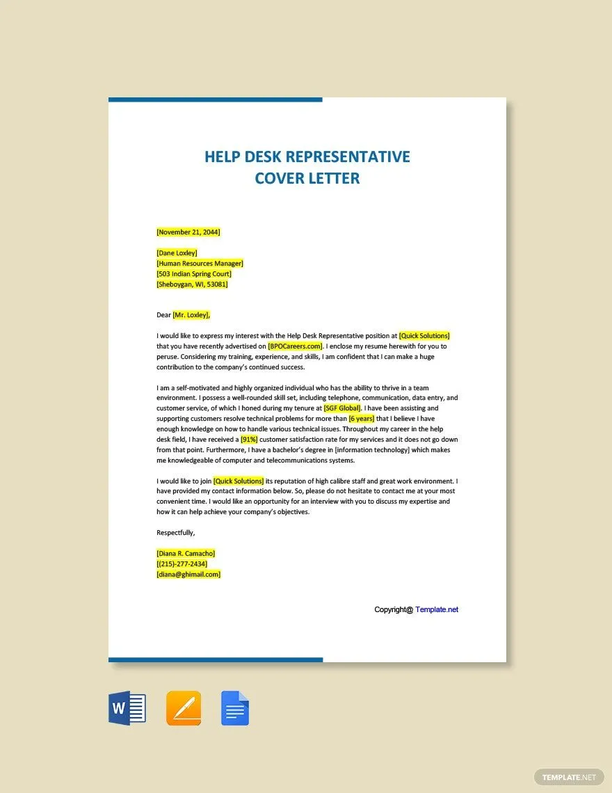 35723 help desk cover letter achievements