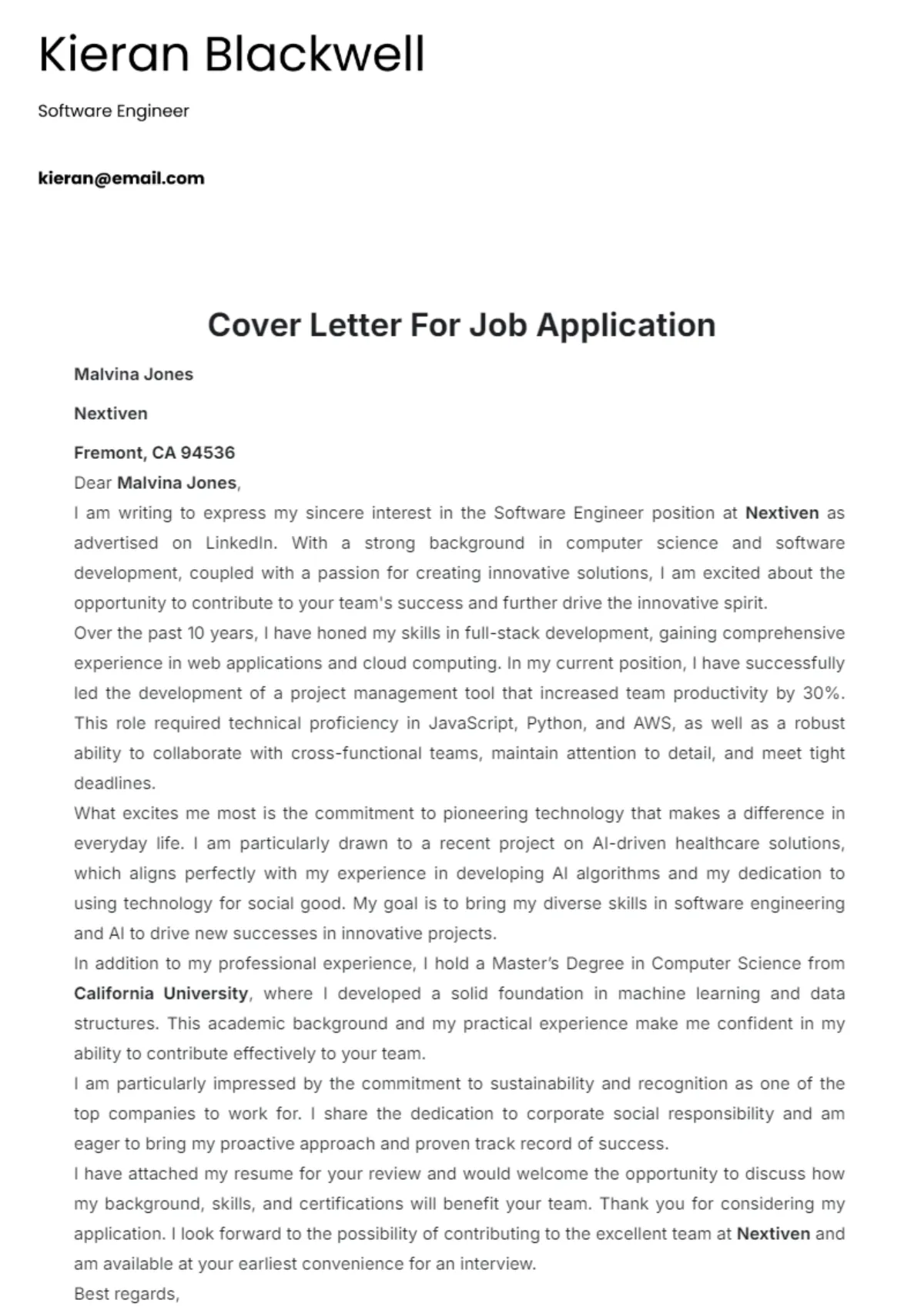 35731 cover letter attention