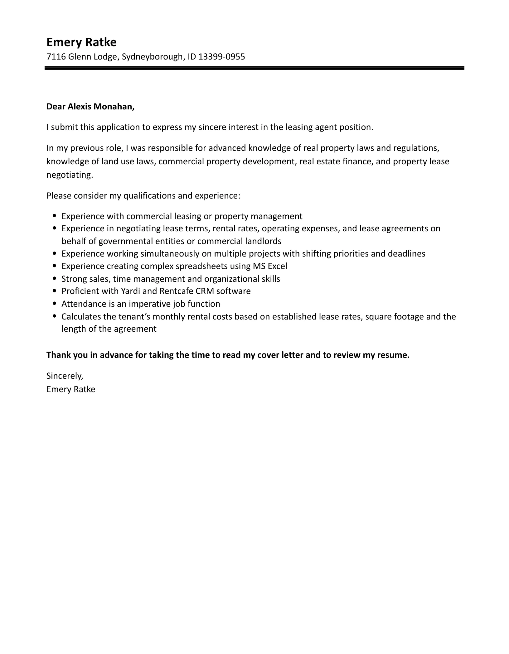 35732 cover letter formatting