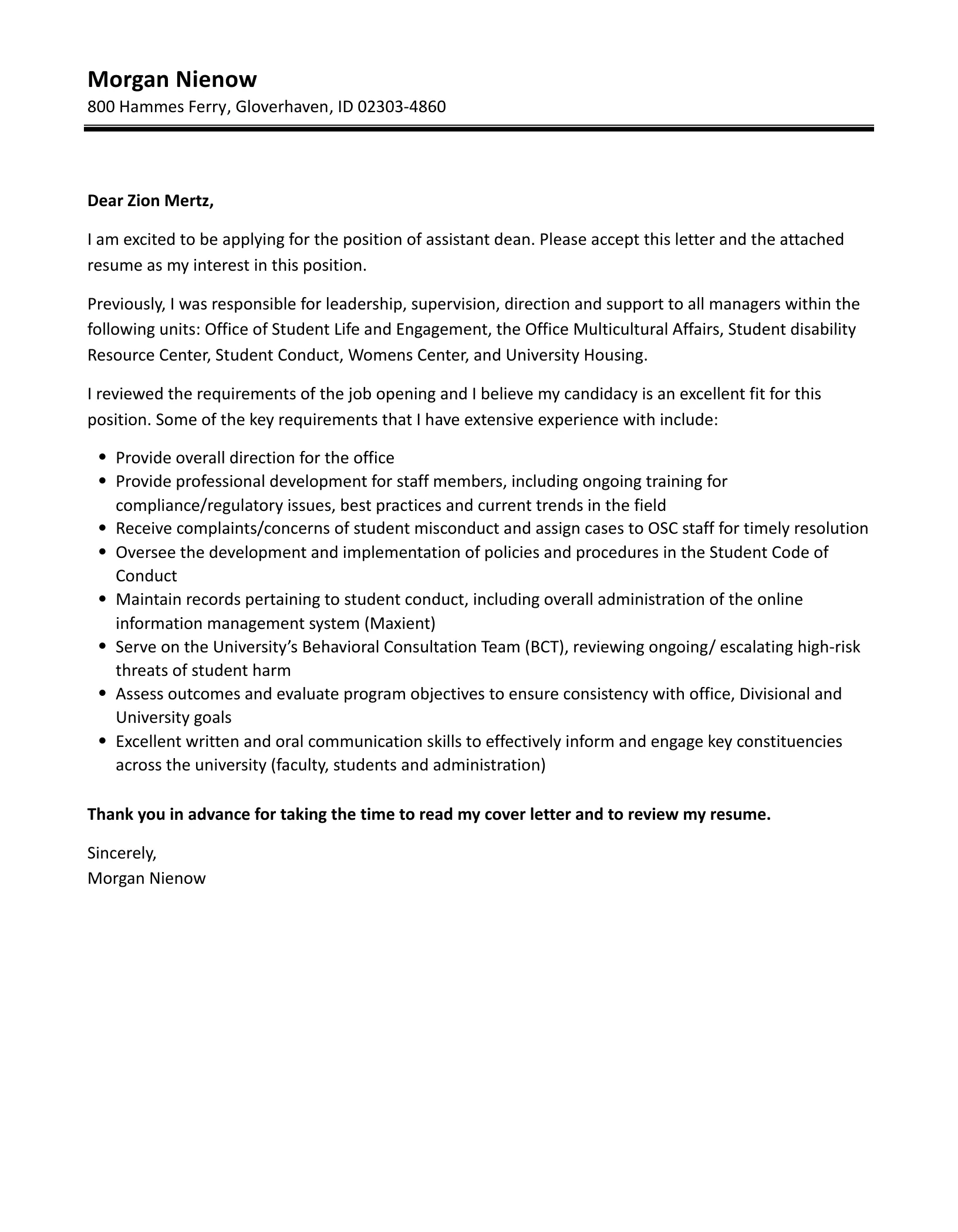 35734 associate dean example