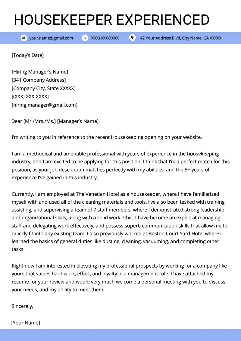 35746 housekeeping cover letter sample