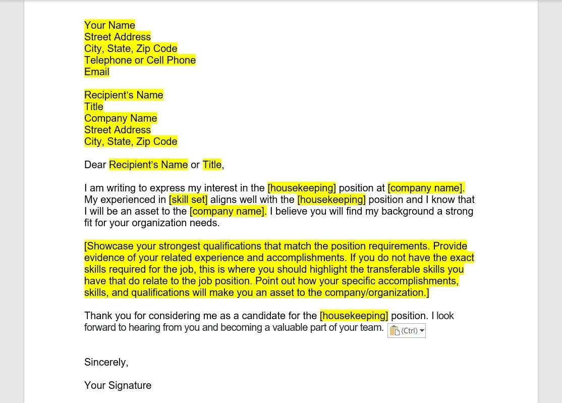 35746 housekeeping work history