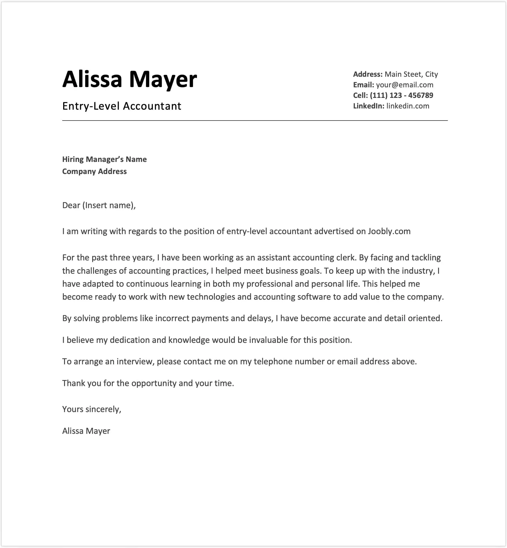 35755 cover letter structure